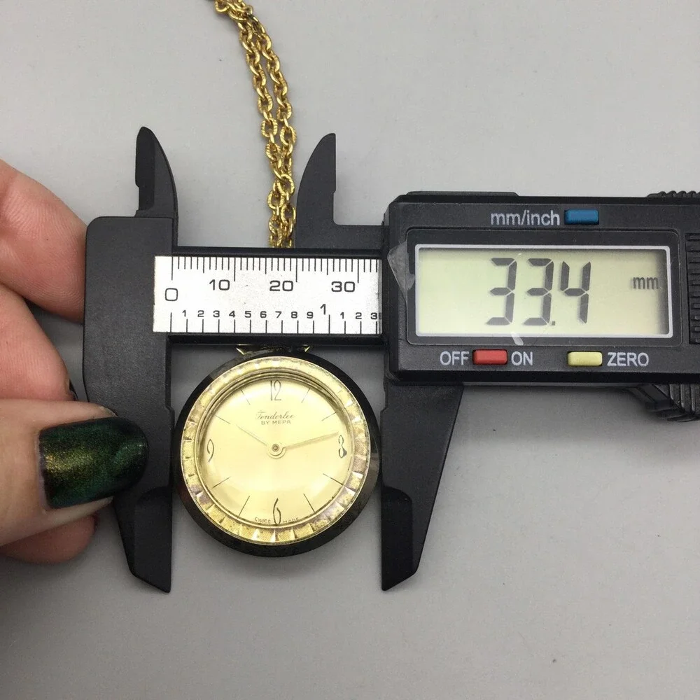 Vintage MEPA Tenderlee Pocket Watch Necklace Women 33mm Swiss Manual Wind